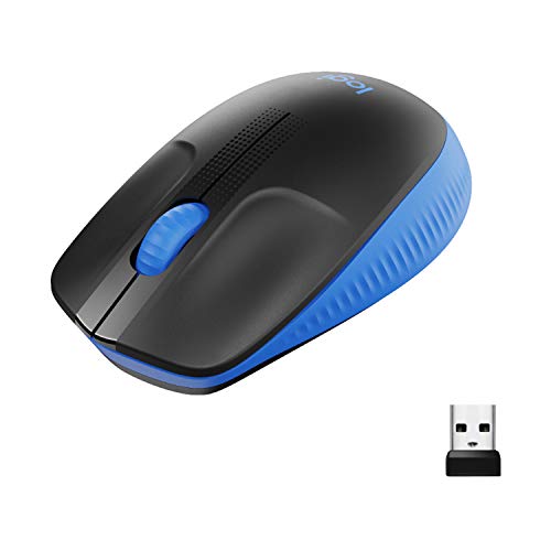 Logitech kabellose Maus M190, geschwungenes Design für beidhändige Nutzung, Batterielebensdauer von 18 Monaten plus Stromsparmodus, USB-Empfänger, präzise Kontrolle dank breitem Rad und Tasten - Blau von Logitech