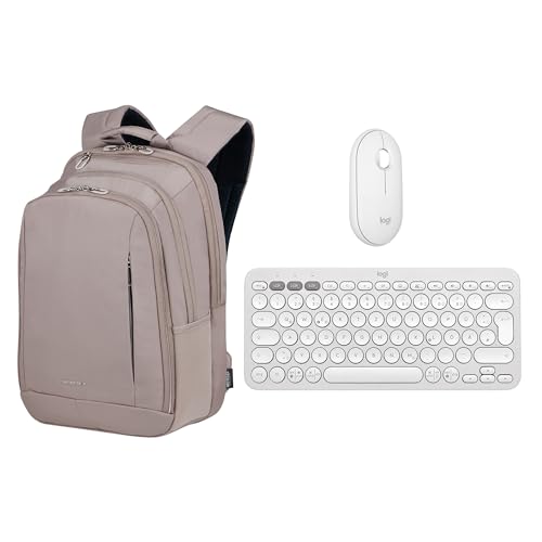 Logitech Pebble 2 Combo, kabellose Tastatur und Maus, leise und mobil, Deutsches QWERTZ-Layout, Weiß + Samsonite Guardit Classy -14.1 Zoll Laptoprucksack Logitech Pebble 2 Combo, kabellose Tastatur und Maus, leise und mobil, Deutsches QWERTZ-Layout, Weiß + Samsonite Guardit Classy -14.1 Zoll Laptoprucksack von Logitech