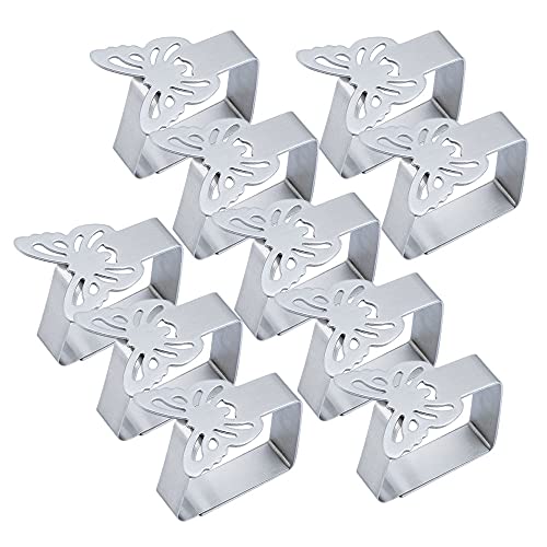 10PCS Tischdecke aus Edelstahl, VerstellbareTischdeckenklemme, Tischdecken-Clip, Tischdecken-Klammern,Tischdecken-Clips-Paket, Tischtuchklammern, Klemme Clips für Dicke Tische Gartentisch, Silber von Hachera