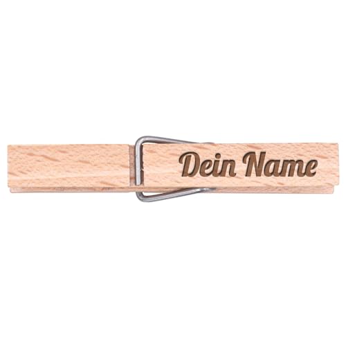 Holzklammern mit Namen | Set 5/10 / 50/100 | Buchenholz Wäscheklammern 70mm einzeln graviert (25) von Logoglas