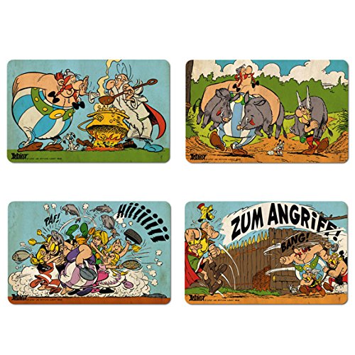 Logoshirt® Asterix I Obelix I Miraculix I Frühstücksbrettchen I Schneidebrett I 23x14cm I 4er Set I spülmaschinenfest & hitzebeständig I Lizenziertes Originaldesign von Logoshirt