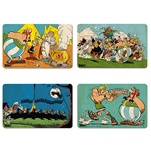 Logoshirt® Asterix I Obelix I Miraculix I Majestix I Frühstücksbrettchen I Schneidebrett I 23x14cm I 4er Set I spülmaschinenfest & hitzebeständig I Lizenziertes Originaldesign von Logoshirt