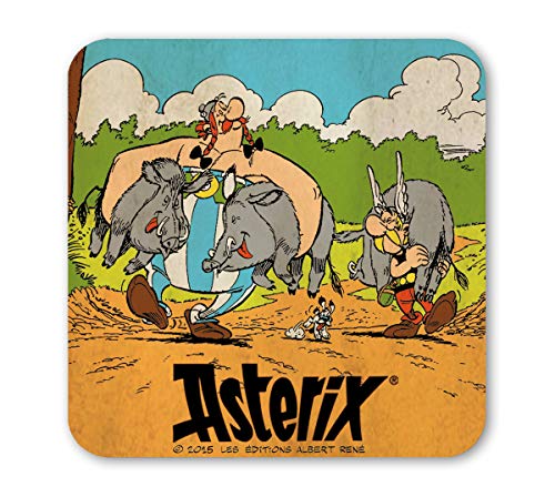 Logoshirt®️ Asterix der Gallier I Asterix und Obelix I Wildschweinjagd I Untersetzer I Coaster I Kork I 10x10cm I langlebiger Druck I Lizenziertes Originaldesign von Logoshirt