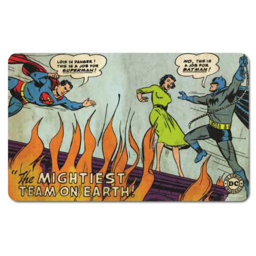 Logoshirt® DC I Superman & Batman I Mighties Team On Earth I Frühstücksbrettchen I Schneidebrett I 23x14cm I spülmaschinenfest & hitzebeständig I Lizenziertes Originaldesign von Logoshirt