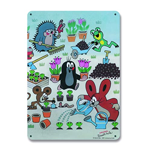 Logoshirt® Krtek I Der kleine Maulwurf I Garten I Blechschild Retro I Magnettafel I Klein I DIN A5 von Logoshirt