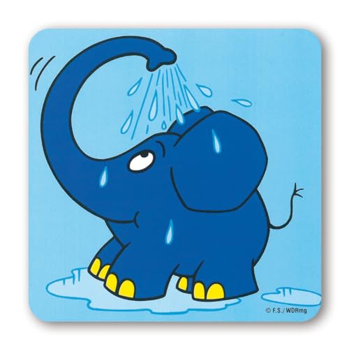 Logoshirt® Die Sendung mit der Maus | Elefant duscht I Dusche | Untersetzer | Kork | 10x10cm | langlebiger Druck | Lizenziertes Originaldesign von Logoshirt
