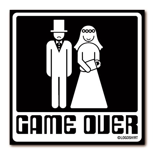 Logoshirt®️ Fun I Ehe I Game Over I Kühlschrankmagnet I Quadratisch I Recycled I Lizenziertes Originaldesign von Logoshirt