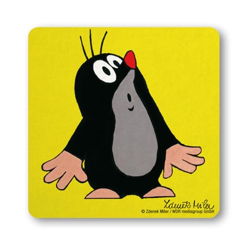Logoshirt® Krtek I Der kleine Maulwurf I Hooo I Gelb I Untersetzer I Coaster I Kork I 10x10cm I langlebiger Druck I Lizenziertes Originaldesign von Logoshirt
