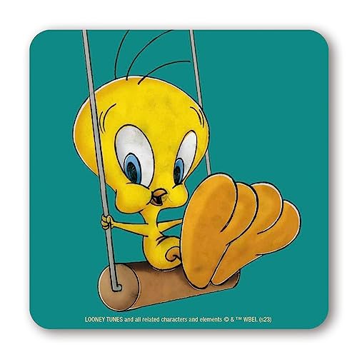 Logoshirt®️ Looney Tunes I Tweety I Schaukel I Untersetzer I Coaster I Kork I 10x10cm I langlebiger Druck I Lizenziertes Originaldesign von Logoshirt