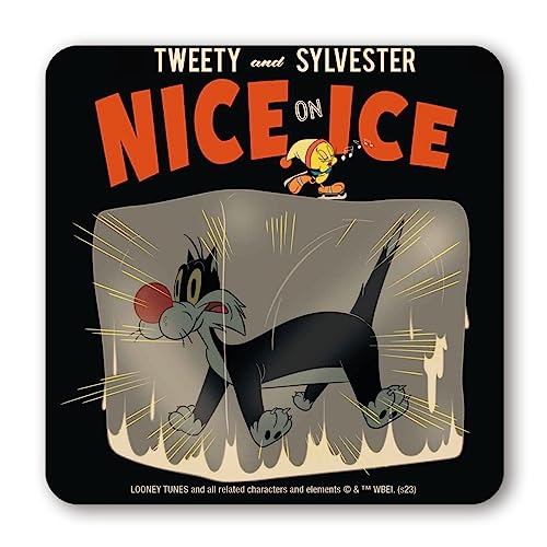 Logoshirt®️ Looney Tunes I Tweety & Sylvester I Nice On Ice I Untersetzer I Coaster I Kork I 10x10cm I langlebiger Druck I Lizenziertes Originaldesign von Logoshirt