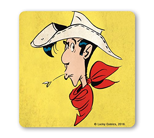 Logoshirt®️ Lucky Luke I Portrait I Untersetzer I Coaster I Kork I 10x10cm I langlebiger Druck I Lizenziertes Originaldesign von Logoshirt