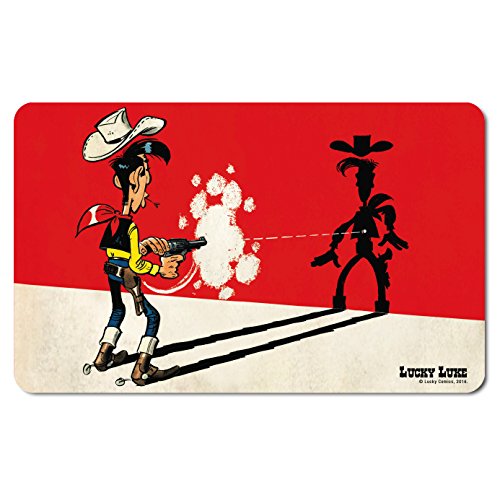 Logoshirt® Lucky Luke I Schneller Als Sein Schatten I Frühstücksbrettchen I Schneidebrett I 23x14cm I spülmaschinenfest & hitzebeständig I Lizenziertes Originaldesign von Logoshirt