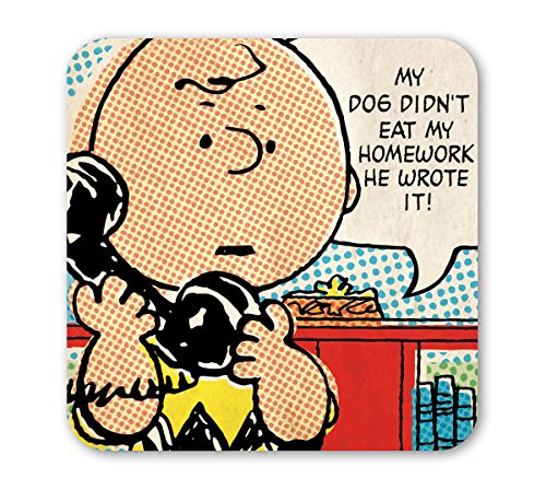 Logoshirt® Peanuts | Charlie Brown I Telephone I Untersetzer | Kork | 10x10cm | langlebiger Druck | Lizenziertes Originaldesign von Logoshirt