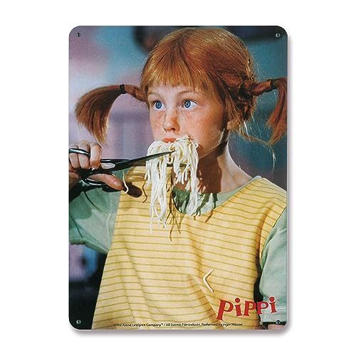 Logoshirt®️ Pippi Langstrumpf I Spaghetti I Blechschild Retro I Magnettafel I Klein I DIN A5 von Logoshirt