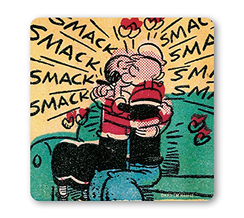 Logoshirt®️ Popeye der Seemann I Popeye & Olivia I Smack Smack I Untersetzer I Coaster I Kork I 10x10cm I langlebiger Druck I Lizenziertes Originaldesign von Logoshirt