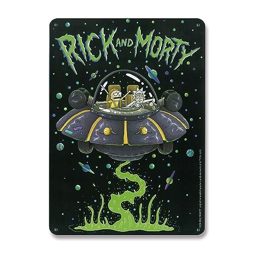 Logoshirt® Rick and Morty I Raumschiff I Space Cruiser I Blechschild Retro I Magnettafel I Klein I DIN A5 von Logoshirt