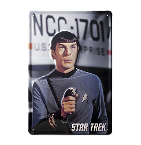 Logoshirt® Star Trek Blechschild I Metall-Schild mit klassischem Retro-Motiv in 3D I 20x30cm Spock Shoots Retro-Schild I langlebiger Druck & Lizenziertes Originaldesign von Logoshirt