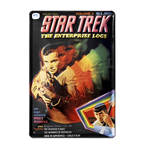 Logoshirt®️ Star Trek I Spock & Captain Kirk I Enterprise Logs I Blechschild Retro I 3D Motiv I 20x30cm von Logoshirt