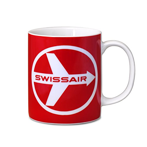 Logoshirt® Airline I Fly There by Swissair I Porzellan Tasse Kaffeebecher, 300 ml I spülmaschinenfest & mikrowellengeeignet I in Farbiger Geschenkverpackung I Lizenziertes Original Design von Logoshirt