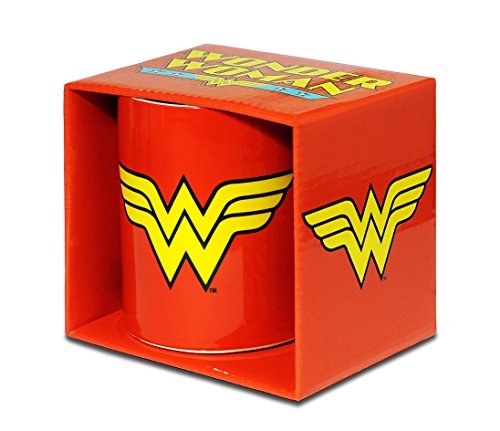 Logoshirt® DC Comics I Wonder Woman Logo I Porzellan Tasse Kaffeebecher, 300 ml I spülmaschinenfest & mikrowellengeeignet I in farbiger Geschenkverpackung I Lizenziertes Original Design von Logoshirt