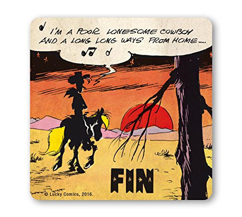 Logoshirt®️ Lucky Luke I Poor Lonesome Cowboy I Untersetzer I Coaster I Kork I 10x10cm I langlebiger Druck I Lizenziertes Originaldesign von Logoshirt