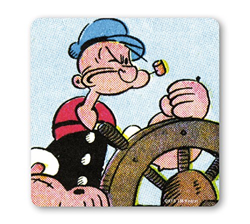 Logoshirt®️ Popeye der Seemann I Steuerrad I Untersetzer I Coaster I Kork I 10x10cm I langlebiger Druck I Lizenziertes Originaldesign von Logoshirt