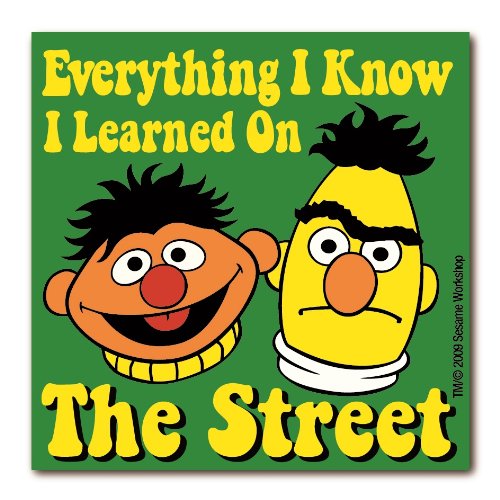 Logoshirt®️ Sesamstrasse I Ernie und Bert I Everything I Know I Kühlschrankmagnet I Quadratisch I Recycled I Lizenziertes Originaldesign von Logoshirt