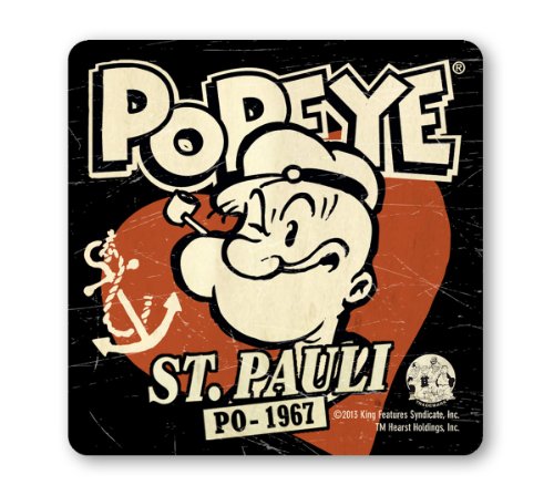 Logoshirt®️ Popeye der Seemann Untersetzer I St Pauli I PO 1967 I Coaster I Kork I 10x10cm I langlebiger Druck I Lizenziertes Originaldesign von Logoshirt