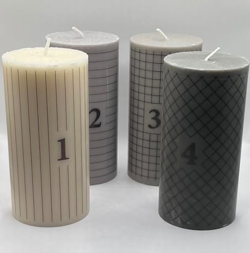 Løgum Kloster Lys - STEARIN Adventskerzen mit Zahlen, 4er Set. Dänische Stumpenkerzen, Kerzen für Adventskranz, Weihnachten, ohne Duft, 6x12 cm von Løgum Kloster Lys