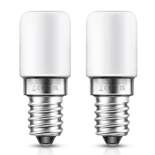 LOHAS LED Kühlschranklampe E14 LED Lampen, 1.5W Ersatz für 15W Halogenlampen, Warmweiß 2700K, 135lm, 360° Abstrahlwinkel, LED Kühlschrankbirne, LED Leuchtmittel, 230V AC, 2er Pack von LOHAS-LED