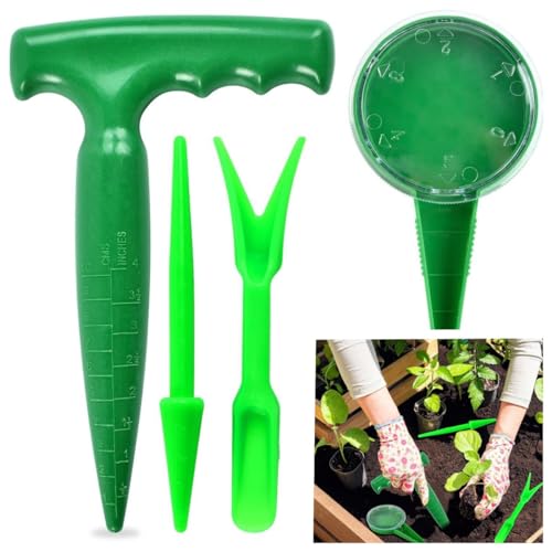 Lohill Pflanzhilfe Garten,Pflanzholz Pflanzhilfe für Blumenzwiebeln,Pikierstab, Seed Dispenser,Pflanzlocher,Pflanzmaschine,Einpflanzhilfe für Gemüse und Blumen,Pflanzhilfe für Garten(4 Stück) von Lohill