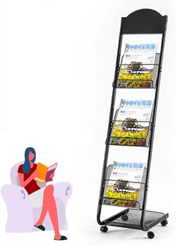 Bodenstehende Zeitschriftenständer Abnehmbarer Zeitschriftenständer, Broschüren-Präsentationsständer mit 4 Fächern, Dokumenten-/Poster-/Broschüren-Organizer Prospektständer für Ausstellungen(Black) von LoiYtrd
