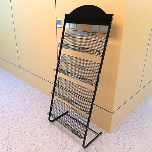 Bodenstehende Zeitschriftenständer Bodenstehender Zeitschriftenständer, Zeitungsständer aus Metallgeflecht mit 4 Fächern for Empfangsbereiche/Schulbibliotheken/Eckbroschürenständer Prospektständer für von LoiYtrd