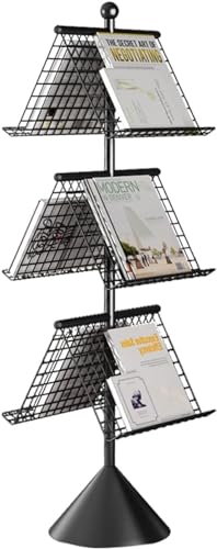 LoiYtrd Bodenstehende Zeitschriftenständer Robuster Zeitschriftenständer mit konischem Basismetall-Literatur-Broschürendisplay for die Leseecke im Bürofoyer Prospektständer für Ausstellungen(Black) von LoiYtrd
