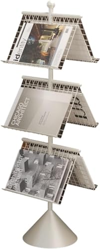 LoiYtrd Bodenstehende Zeitschriftenständer Robuster Zeitschriftenständer mit konischem Basismetall-Literatur-Broschürendisplay for die Leseecke im Bürofoyer Prospektständer für Ausstellungen(Bianco) von LoiYtrd