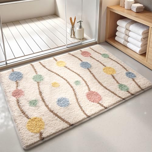 Loismood Funny Polka Dot Badezimmermatte, super saugfähig, rutschfest, 78,9 x 50,8 cm, maschinenwaschbar, weiche Mikrofaser, Badewannenteppich für Schlafzimmer, Küche und Balkon Loismood Funny Polka Dot Badezimmermatte, super saugfähig, rutschfest, 78,9 x 50,8 cm, maschinenwaschbar, weiche Mikrofaser, Badewannenteppich für Schlafzimmer, Küche und Balkon von Loismood