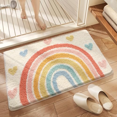 Loismood Regenbogen Luxus Bad Matte rutschfest und super saugfähig weiche Mikrofaser Bereich Teppich Maschine waschbar Teppich für Wohnzimmer, Schlafzimmer und Bad, 80 x 50 cm von Loismood