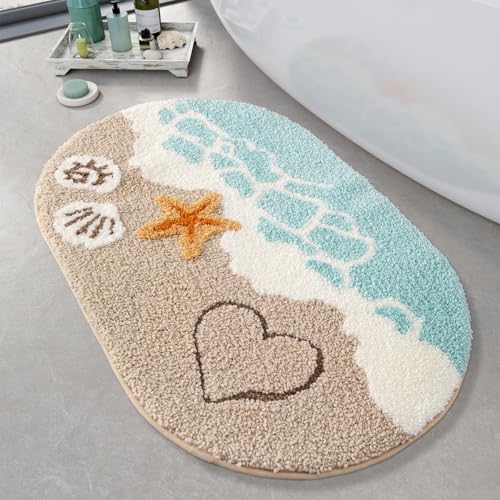 Loismood Süßer Badezimmerteppich Ozean-Motiv, super saugfähig, maschinenwaschbar, rutschfest, Flauschiger Teppich für Dusche, Schlafzimmer und Wohnzimmer, 40 x 60 cm, Strand Loismood Süßer Badezimmerteppich Ozean-Motiv, super saugfähig, maschinenwaschbar, rutschfest, Flauschiger Teppich für Dusche, Schlafzimmer und Wohnzimmer, 40 x 60 cm, Strand von Loismood