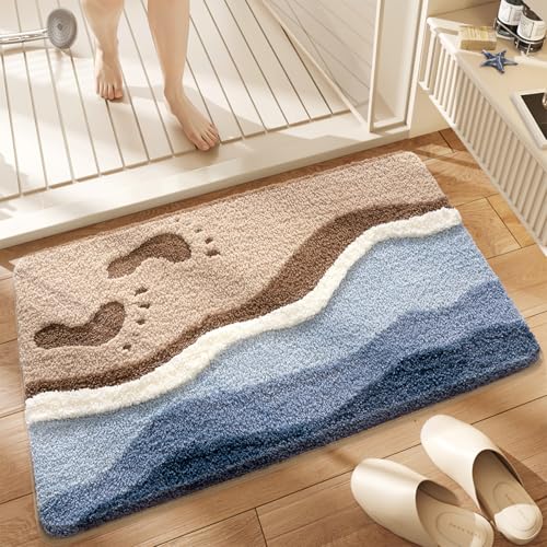 Loismood Süßer Badezimmerteppich Ozean-Motiv, super saugfähig, maschinenwaschbar, rutschfest, Flauschiger Teppich für Dusche, Schlafzimmer und Wohnzimmer, 50 x 80 cm, Fußabdruck Loismood Süßer Badezimmerteppich Ozean-Motiv, super saugfähig, maschinenwaschbar, rutschfest, Flauschiger Teppich für Dusche, Schlafzimmer und Wohnzimmer, 50 x 80 cm, Fußabdruck von Loismood