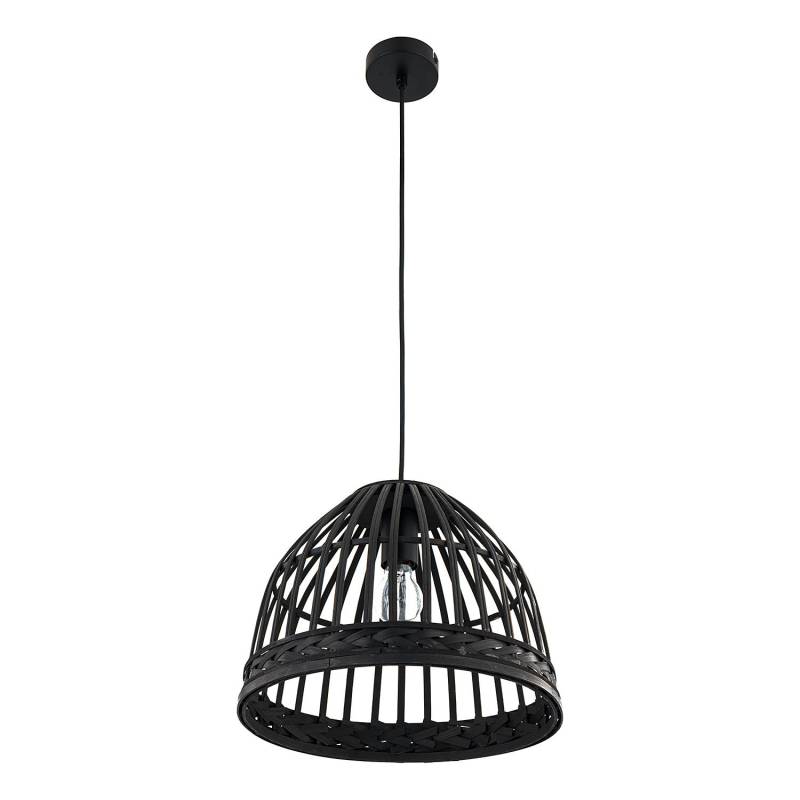 home24 Pendelleuchte Donnell Ø 35cm Schwarz/Schwarz Material: Metall, Rattan Metallart: Eisen Oberfläche Metall: Foliert E27 von home24