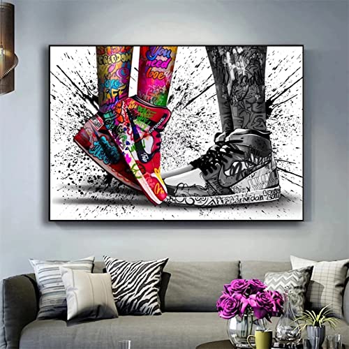 5D Diamant Painting Nach Zahlen Kits, Paar Graffiti Turnschuhe 50x70cm Diamond Painting Bilder Vollbohrer Kristall Strass Stickerei Mosaik Gemälde für Erwachsene Anfänger für Wall Decoration Geschenk von Lojinny