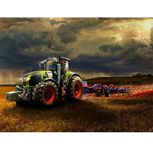 DIY 5D Diamond Painting Kits für Erwachsene Kinder, Traktor Harvester Farm 40x50cm Diamant Malerei Kits Vollbohr Diamanten Stickerei Kreuzstich Home Wall Art Kunsthandwerk Leinwand Dekor Geschenk von Lojinny