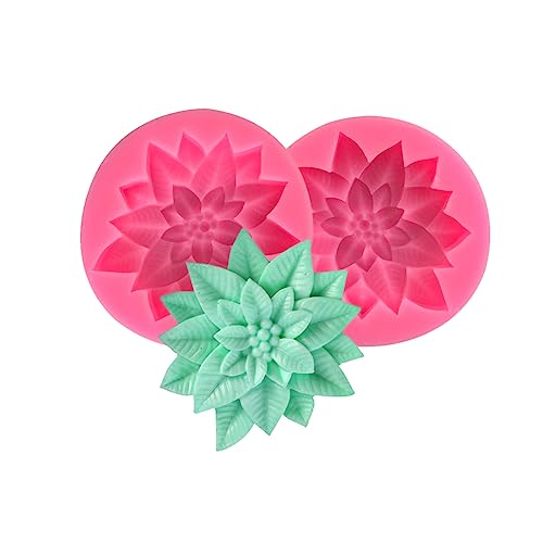 2 Stück Weihnachts-Stechpalmenblatt-Schokoladenformen 3D-Silikonform Fondantform Wiederverwendbare Zuckergussform Tonform Süßigkeiten Backgeschirr Werkzeug Wachs Schmelzen Kuchen Dekorieren Gelee von Lokatall