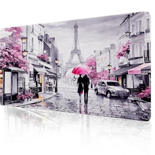 Lokigo Schreibtischunterlage für Tastatur und Maus, großes Mauspad, Motiv: Paris Eiffelturm, romantisches grau-rosa, große Schreibtischunterlage für Mädchen und Frauen, Rosa, 89,9 x 40,9 cm Lokigo Schreibtischunterlage für Tastatur und Maus, großes Mauspad, Motiv: Paris Eiffelturm, romantisches grau-rosa, große Schreibtischunterlage für Mädchen und Frauen, Rosa, 89,9 x 40,9 cm von Lokigo