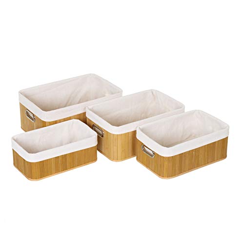 Set mit 4 Körben Mehrzweck Nordic braun Bambus für Badezimmer Basic - von LOLAhome