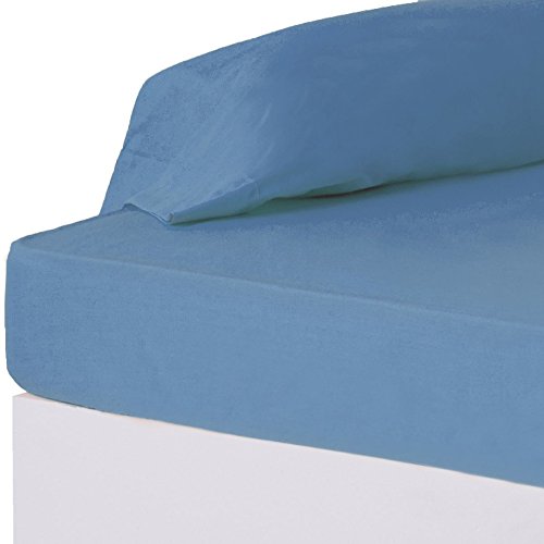 LOLAHOME Spannbettlaken für Bett 90 cm, Blau, aus Baumwolle/Polyester für Schlafzimmer von LOLAhome