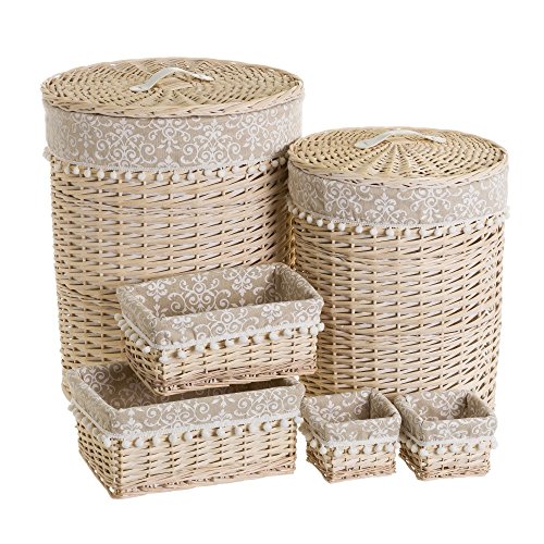 LOLAhome Romantische Beige Wäschekörbe für Badezimmer Frankreich von LOLAhome