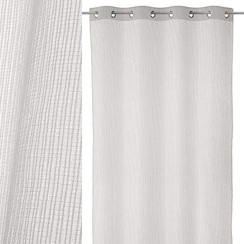 LOLAhome Vorhang mit Ringband, Weiß, modernes Polyester, 260 x 140 cm von LOLAhome