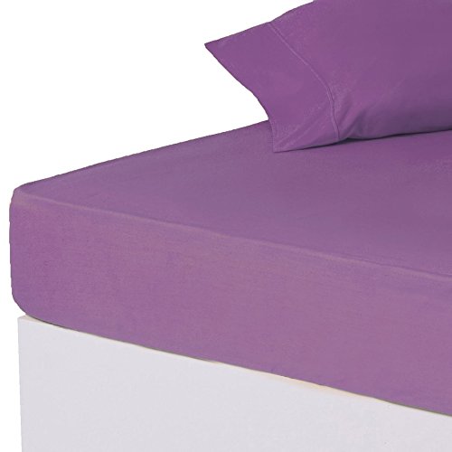 Spannbettlaken Lila Baumwolle/Polyester Classic Bett 150 cm LOLAhome von LOLAhome