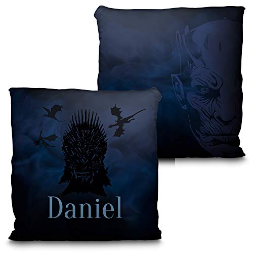 Benutzerdefiniertes quadratisches Kissen mit Namen. Geschenk für Fans, einzigartig, originell und exklusiv. Premium Qualität Verschiedene Größen zur Auswahl. Füllung inklusive. GAME OF THRONES von LolaPix